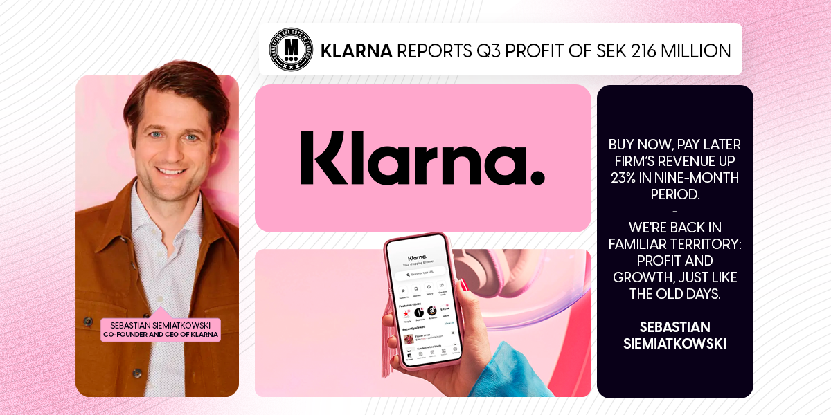 Klarna Reports Q3 Profit of SEK 216 Million