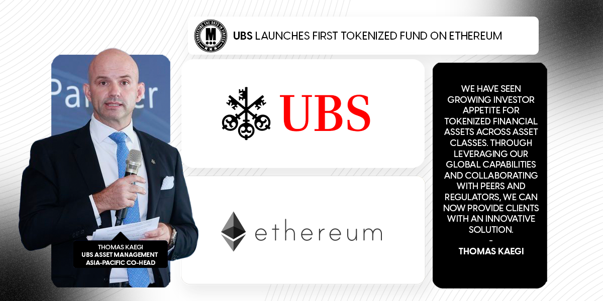 UBS Launches First Tokenized Fund on Ethereum