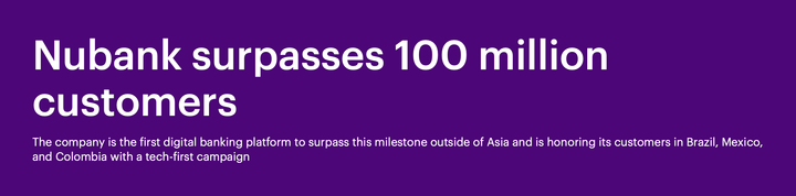 Nubank surpasses 100 million customers 🤯